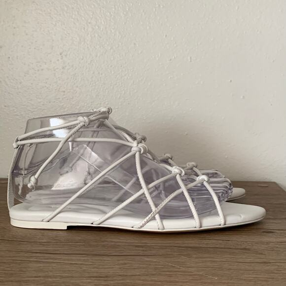 VINCE Kenna Leather Strappy Gladiator Knotted Leather Sandal Flats sz 6 US White - Picture 6 of 16